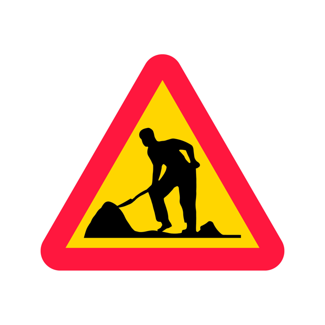 Varning A20 plast fluorescerande Varning för vägarbete