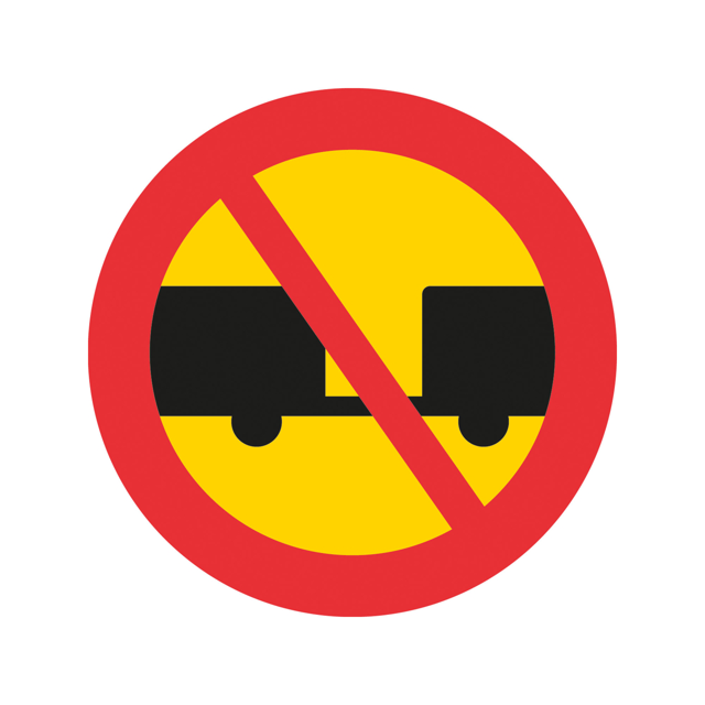 Förbud C6 Förbud mot trafik med motordrivet fordon med tillkopplad släpvagn