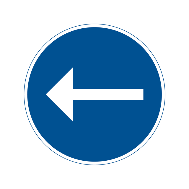 Påbud D1-1 Påbjuden körriktning vänster