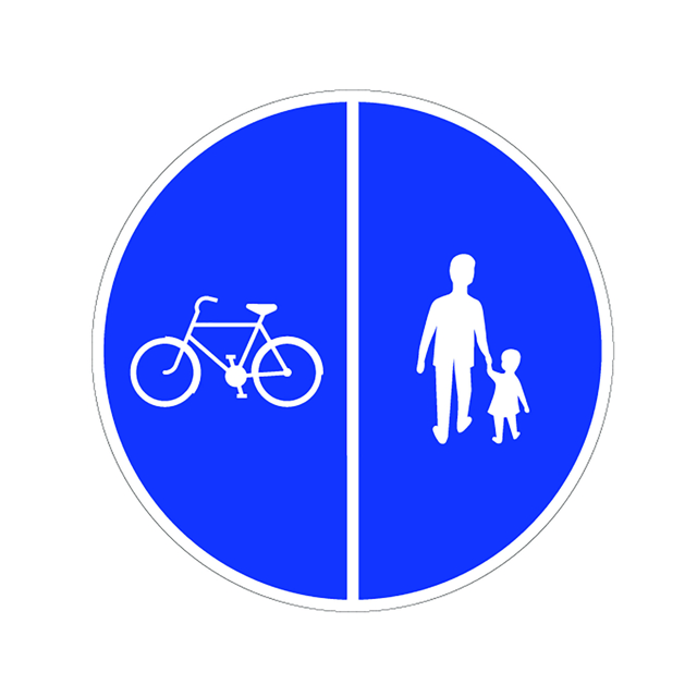 Påbud D7-2 Påbjuden gång- och cykelbana (vänster)