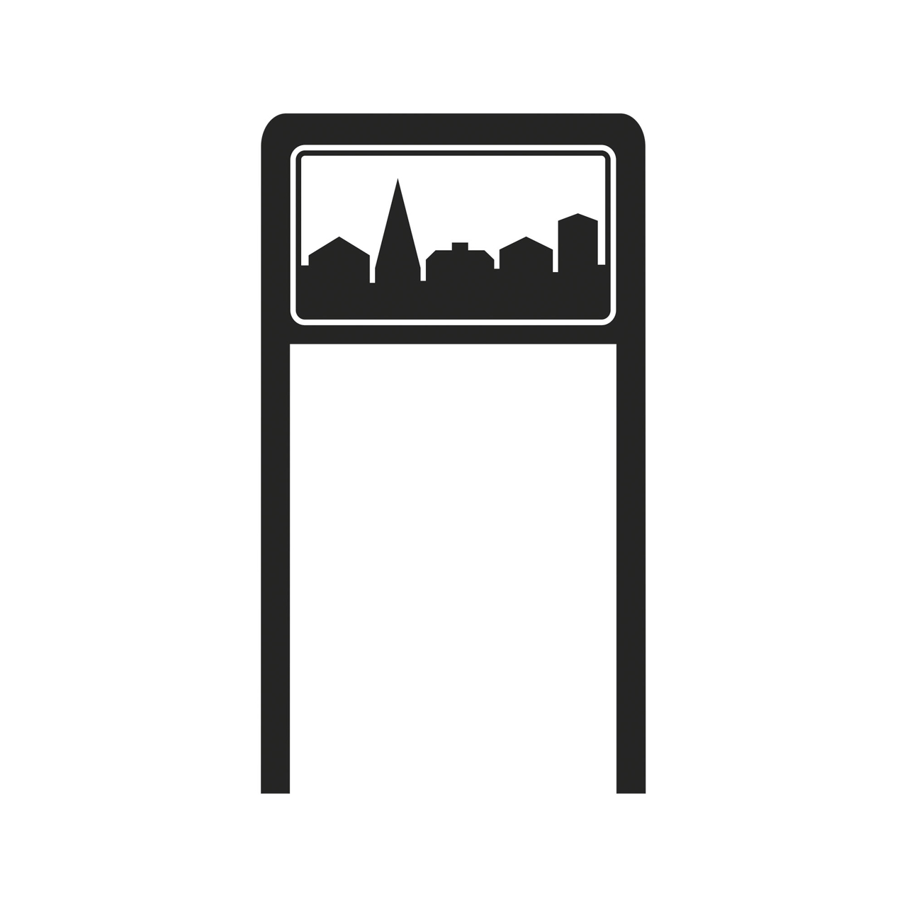 Anvisning E5 i båge, enkelsidig utan ortsnamn H=1875mm