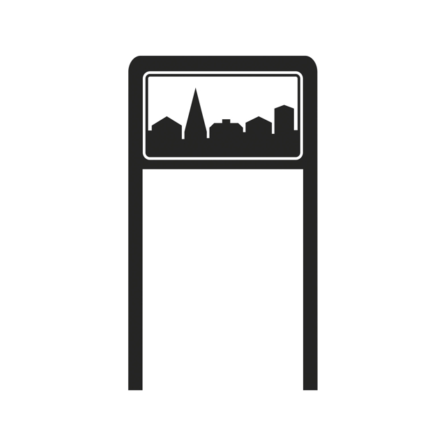 Anvisning E5 i båge enkelsidig utan ortsnamn H=2100mm